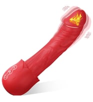 Pembe Tilki Isıtmalı 10 Modlu USB Manyetik Şarjlı Kırmızı Realistik Vibratör