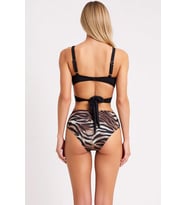Kadın Mayokini Regular Zebra Desenli V Yaka Kolsuz Cut Out Detaylı Bağlamalı Kaplı Örme