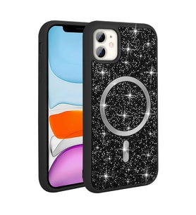 Apple iPhone 11 Uyumlu Kılıf Pırlanta Tasarımlı M-safe Şarj Özellikli Zore Mozaik Silikon Kapak (Gri-Gri)