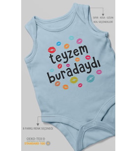 Teyzem Buradaydı Baskılı Bebek Zıbını – Çıtçıtlı Body  %100 Pamuk Sıfır Kol (Bebek Mavisi)