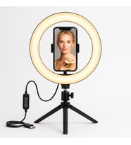 360° Ayarlanabilir Tripodlu Ring Light ve Telefon Tutucu  USB Kontrollü LED Işık