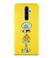 Xiaomi Redmi Note 8 Pro Soft Premier Kapak Squidward Dokunaç Tasarımlı Silikon Kılıf - Sarı (Şeffaf)