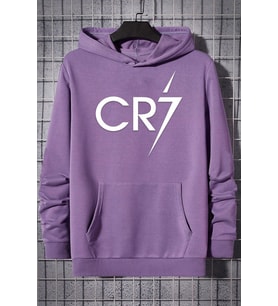 Unisex Cr7 Baskılı Sweatshirt (Lila)