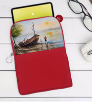 BK Gift Suluboya Tasarımlı Taşınabilir Koruyucu Tablet Kılıfı & Organizer Çanta - Kırmızı-2