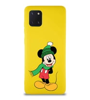 Samsung Galaxy A81 Soft Premier Kapak Mickey Mouse-G Tasarımlı Silikon Kılıf - Sarı (Şeffaf)