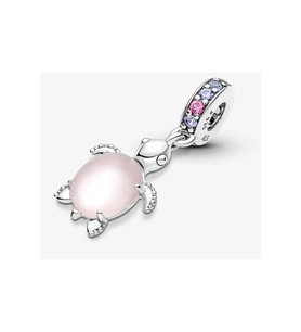 Murano Camlı Pembe Deniz Kaplumbağası Sallantılı Charm