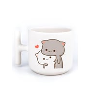 Mochi Cat Sevimli Aşk Sevgilli Eş El Yapımı T Kulplu Fincan