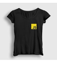 Presmono Kadın Siyah Javascript Coder Programmer Developer Yazılımcı T-Shirt 335538tt
