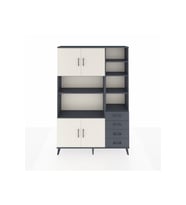 Arges Dolap 9 Raflı 4 Çekmeceli 4 Kapaklı 132x30x195 Antrasit-Aytaşı/Antrasit