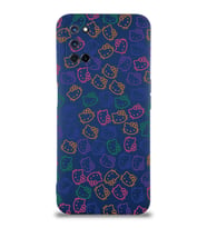 Oppo A92 Uyumlu Lansman Kılıf Hello Kitty Tasarımlı İçi Kadife Kapak-Lacivert (Şeffaf)