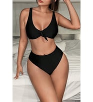 Angelsin Şık Yüksek Bel Bikini Altı (Siyah)