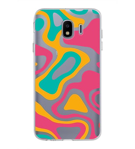 Samsung Galaxy J4 Kapak Renkli Desen Tasarımlı Şeffaf Silikon Kılıf