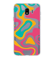 Samsung Galaxy J4 Kapak Renkli Desen Tasarımlı Şeffaf Silikon Kılıf