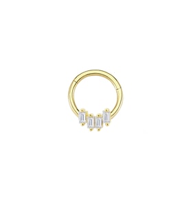 Altın Baget Taş Motif Halka Piercing