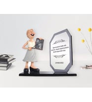 Öğretmenler Günü Hediyesi BK Gift Kişiye Özel Kadın Öğretmen Biblo Kristal Plaket, Öğretmene Hediye (Beyaz)