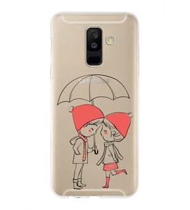 Samsung Galaxy A6 Plus (2018) Uyumlu Kapak Aşk Tasarımlı Şeffaf Silikon Kılıf