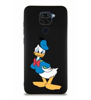 Xiaomi Redmi Note 9 Soft Premier Kapak Donald Duck-D Tasarımlı Silikon Kılıf - Siyah (Şeffaf)