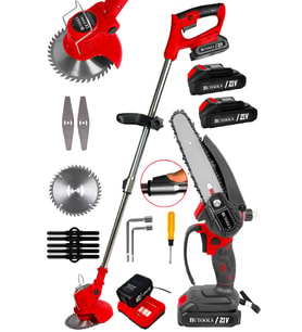 BUTOOLS BS-27 2 Li Akülü Şarjlı Ağaç Dal Kesme Budama Testere Ot Çim Çayır kesme Biçme Makinesi