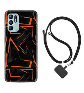 Oppo Reno 6 Kılıf Silikon Boyun Askılı İpli Desenli Silikon Zigzaglar 1651