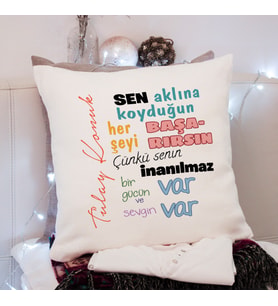 Aklına Koyduğunu Başarırsın Tasarımlı Yastık Kişiye Özel