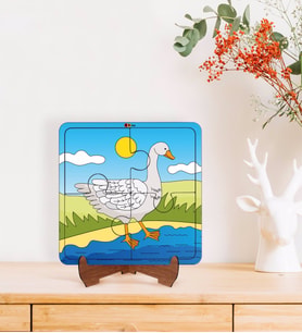 BK Toys Çocuklar İçin 2 si 1 arada Eğitici-Öğretici Ahşap 4 Parça Yapboz Puzzle Çerçeve Model 23