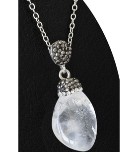 Sertifikalı 1.Kalite Zirkon Taşlı Ham Kristal Kuvars Taşı Kolye (Brezilya) (Çok Renkli)