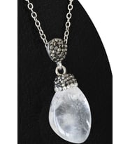 Sertifikalı 1.Kalite Zirkon Taşlı Ham Kristal Kuvars Taşı Kolye (Brezilya) (Çok Renkli)