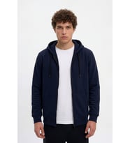 Erkek Fermuarlı Kapüşonlu Cepli İçi Polarlı Sweatshirt