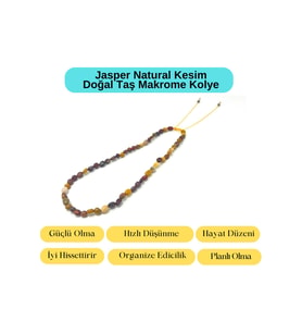 Sertifikalı Jasper Natural Kesim Makrome Doğal Taş Kolye Ayarlanabilir Ölçü