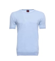 Mavi Bisiklet Yaka Kenarları Desenli Örme T-shirt - Wessi