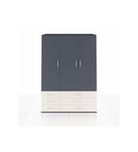 Hyperion Dolap 5 Raflı 6 Çekmeceli Tek Askılı 132x44x195 Antrasit-Antrasit/Aytaşı
