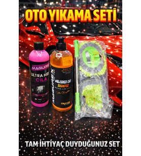 OTO YIKAMA SETİ ULTRA HIZLI CİLA+CİLALI ŞAMPUAN+MİKROFİBER ARAÇ YIKAMA MOPU(YEDEK MOPLU)