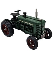 Vintage Yeşil Metal Traktör Modeli El Yapımı Dekoratif Biblo - Çiftçiye Hediye