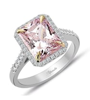 Pırlanta ve Pembe Topaz Baget Kesim Tektaş Yüzük