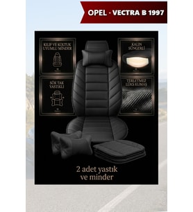 opel vectra b 1997 Koltuk ve Kılıf uyumlu Lüks Yastık Minder Siyah 2 Minder 2 Yastık