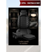 opel vectra b 1997 Koltuk ve Kılıf uyumlu Lüks Yastık Minder Siyah 2 Minder 2 Yastık