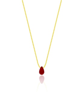 Yaldızlı Gümüş Kolye Kırmızı Kristal Taşlı Bayan Kolyesi Uc-490 (Sarı)
