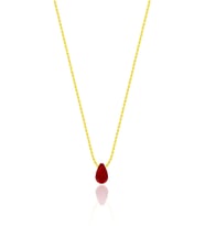 Yaldızlı Gümüş Kolye Kırmızı Kristal Taşlı Bayan Kolyesi Uc-490 (Sarı)