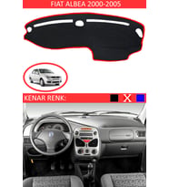 Fiat Albea 2000-2005 Modelleri İçin Uygun Torpido Koruma Halısı Siyah Kenar Renk Kırmızı