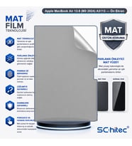 SChitec Apple MacBook Air 13.6 (M3 2024) A3113 Uyumlu Ön Yüzey Mat Hidrojel Ekran Koruyucu