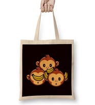 See Speak Hear No Evil Japan Monkeys Japanese Art Banana Bez Çanta Uzun Saplı