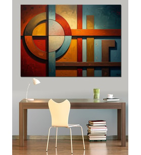 Renkli Geometrik Çizgili Modern Tablo Dekoratif Kanvas - Mdf Ahşap Tablo