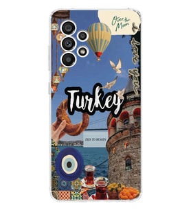 Samsung Galaxy A23 Uyumlu Türkiye Kolaj Tasarımlı Şeffaf Telefon Kılıfı