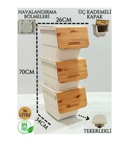3'lü Bambu Desenli Çok Amaçlı Sepet ve Saklama Seti, 36 Lt