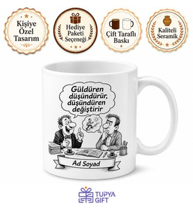 Karikatür Mizah Dergisi Ruhu Espri Baloncuğu Kara Mizah Baskılı Porselen Kupa Bardak Hediye