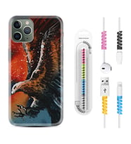 Apple iPhone 11 12 13 14 Pro Max Kılıf Kablo Koruma Spiral Silikon Kartal Uçarken 1718