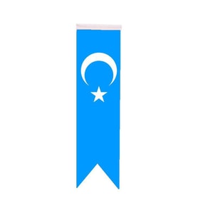 Masa Üstü Kırlangıç Doğu Türkistan Bayrağı - 8x30cm Çift Taraflı Saten Kumaş