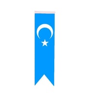 Masa Üstü Kırlangıç Doğu Türkistan Bayrağı - 8x30cm Çift Taraflı Saten Kumaş