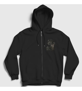 Presmono Unisex Siyah Broken Rapper NF Fermuarlı Kapüşonlu Sweatshirt 304838tt