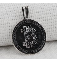 Bitcoın  925 Ayar Gümüş Erkek Kolye Ucu